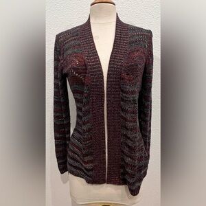 Belldini open front‎ copper colored cardigan.